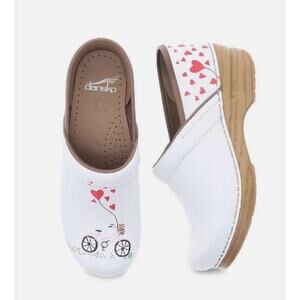 Dansko Womens EU 39 White Hand Painted Twin Pro Bicycle Leather Nursing Shoe